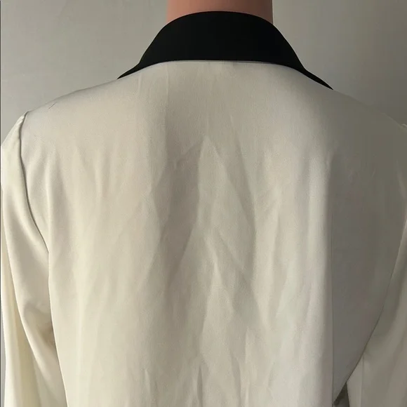 Calvin Klein Tunic Blouse Vintage Y2K Cream & Black Long Sleeve Women's Size SP - Picture 8 of 12